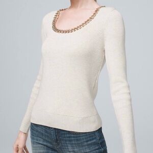 Like-New WHBM Chain Sweater in Ivory